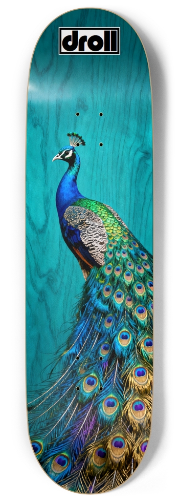 Peacock on Teal Woodgrain