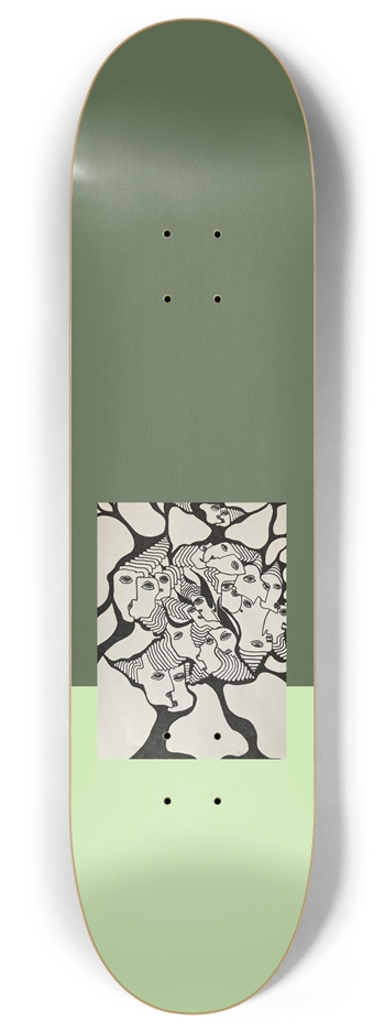 Green faces 8 Inch Skateboard Deck