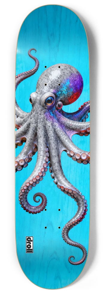Silver Octopus Sky Blue Woodgrain II