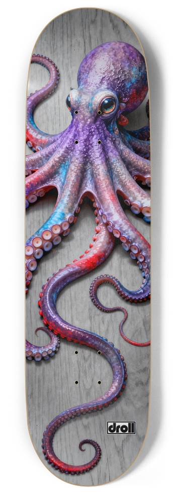 Purple Octopus on Silver Woodgrain