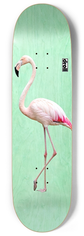 Flamingo on Mint Green Woodgrain