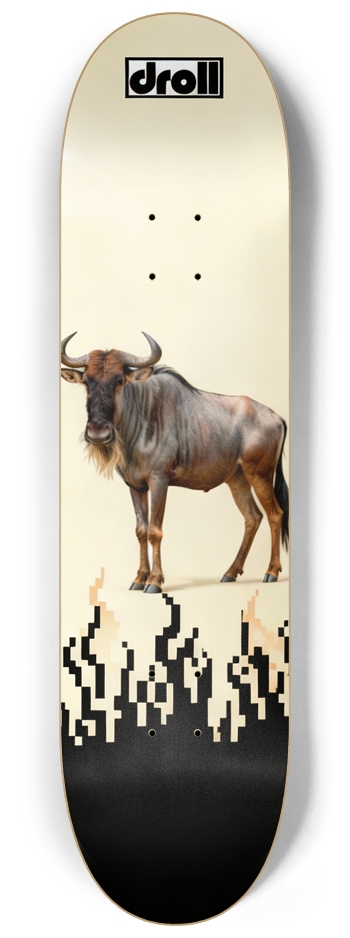 Flaming Wildebeest on Cream w/Black Flames