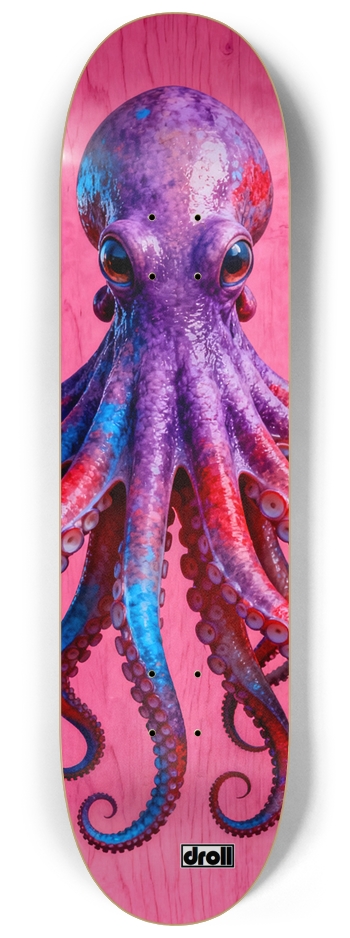 Purple Octopus on Hot Pink Woodgrain