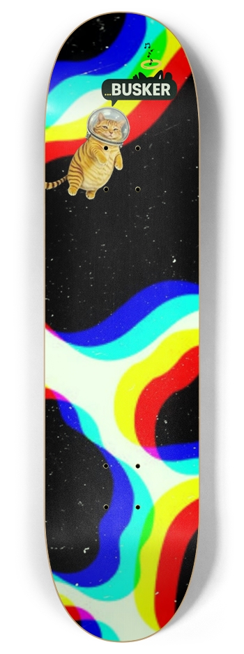 Glowing Space Cat...BUSKER 8" Skateboard (Glow-in-the-Dark)