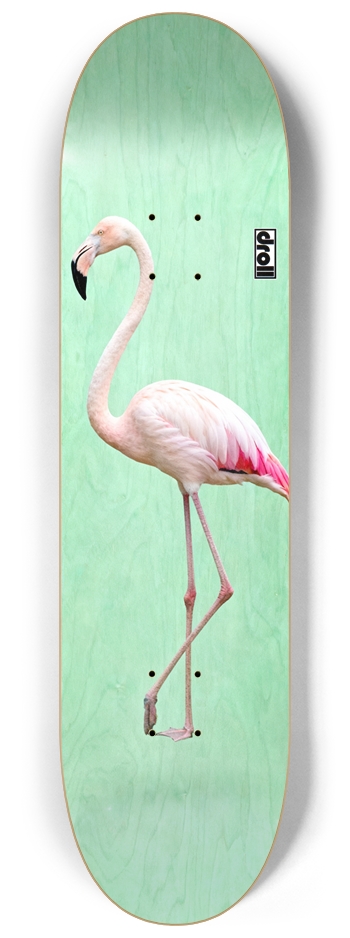 Flamingo on Mint Green Woodgrain