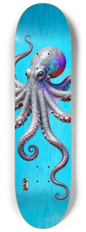 Silver Octopus Sky Blue Woodgrain II