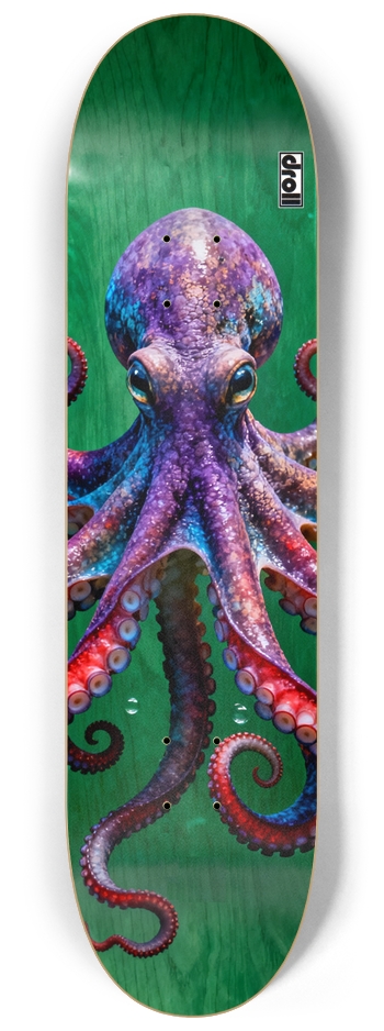Purple Octopus on Green Woodgrain