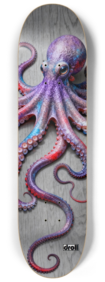 Purple Octopus on Grey Woodgrain
