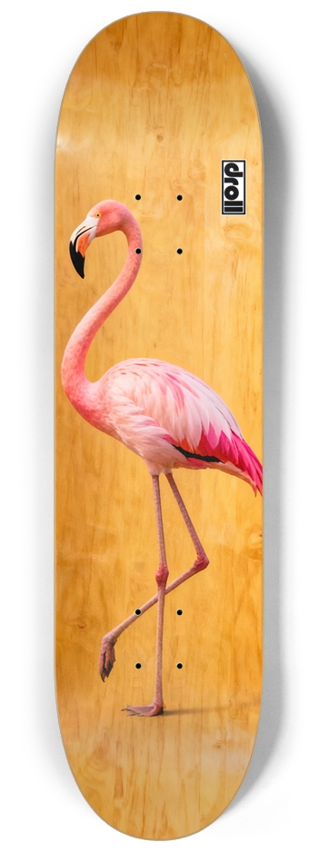 Flamingo on Orange Woodgrain
