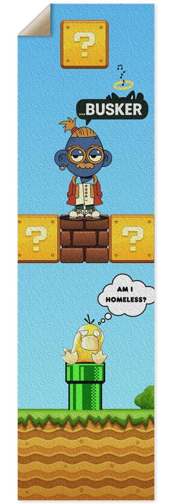 Psyduck "Am I Homeless" ...BUSKER 10x36 Griptape 10 x 36 Inch Griptape