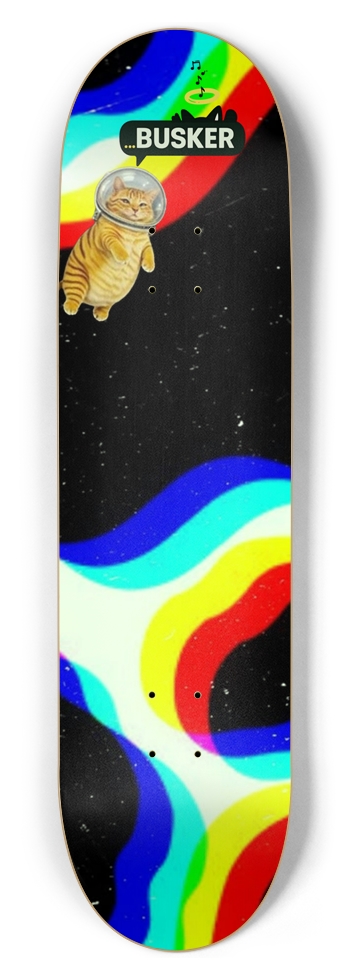 Glowing Space Cat...BUSKER 8.5 Skateboard (Glows-in-the-Dark)