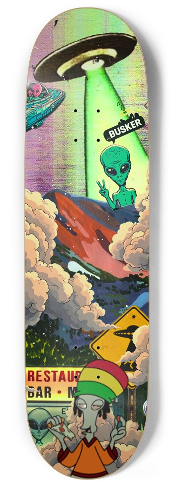 Alien Takeoff ...BUSKER 9" Skateboard (Glow-in-the-Dark)