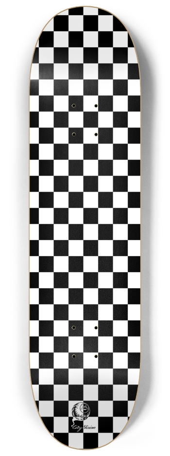 Checkered White 8.25 8-1/4 Skateboard Deck