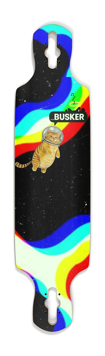 Space Cat ...BUSKER Drop Through Longboard (Glows-in-the-Dark)