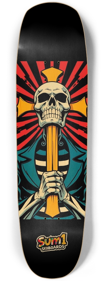 sum1sk8boards skull & cross square nose board