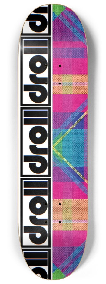 plaid hot pink, lantern blue, neon green, orange droll strip 8-1/4 Skateboard Deck