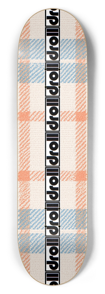 plaid cream, orange, sky blue droll strip