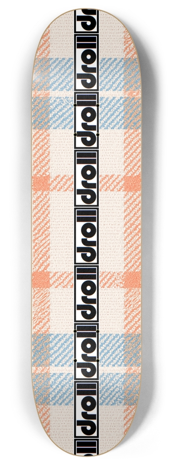 plaid cream, orange, sky blue droll strip