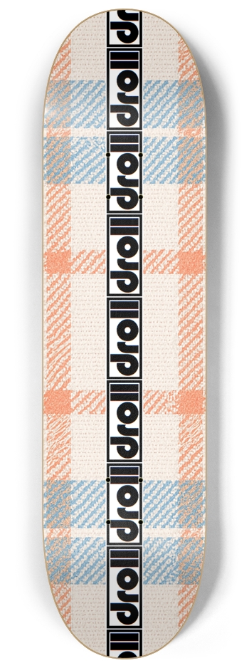 plaid cream, orange, sky blue droll strip 8-1/4 Skateboard Deck
