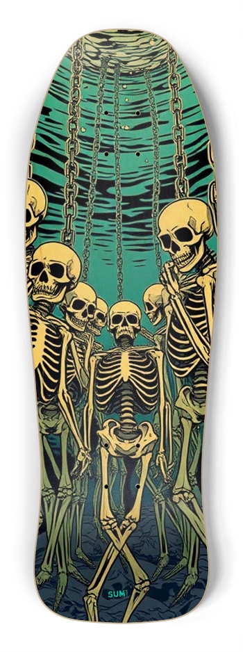 sum1sk8boards chained skeletons shredder shape board Shredder Shape