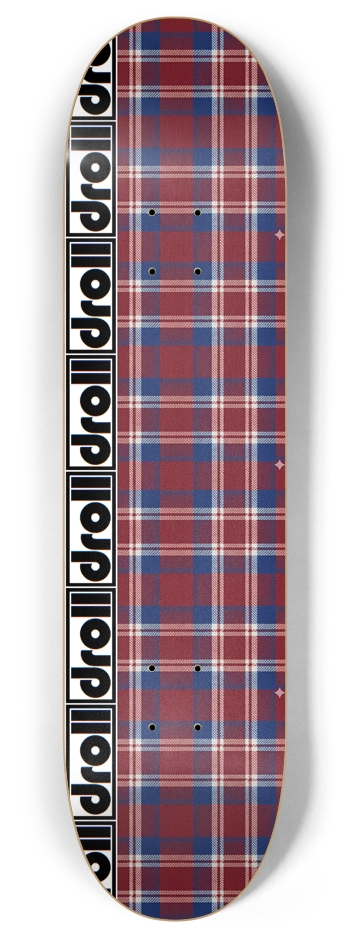 tartan crimson, blue, white droll strip 8 Inch Skateboard Deck