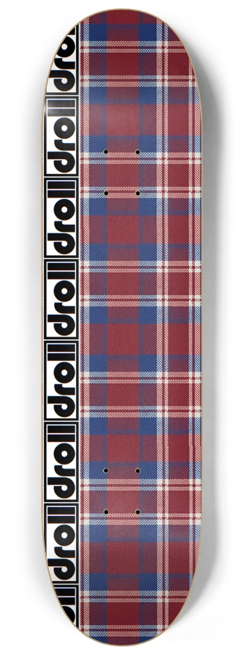 tartan crimson, blue, white droll strip 8-1/4 Skateboard Deck