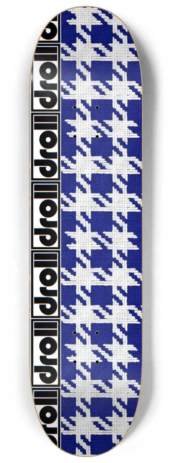 droll logo blue houndstooth