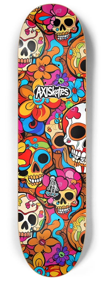 Groovy Skulls 1 Design - Custom Popsicle 8-1/4 Skateboard Deck