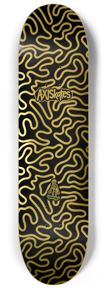 RAMEN Design Gold - Custom Popsicle Abstract Modern Contemporary Line Art Gold on Black 8-1/4 Skateboard Deck