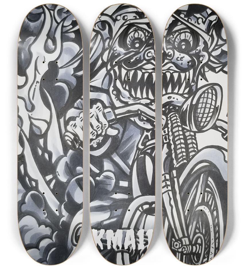 KMA11 BURNING INSIDE Skateboard Series 3 Deck Wall Series