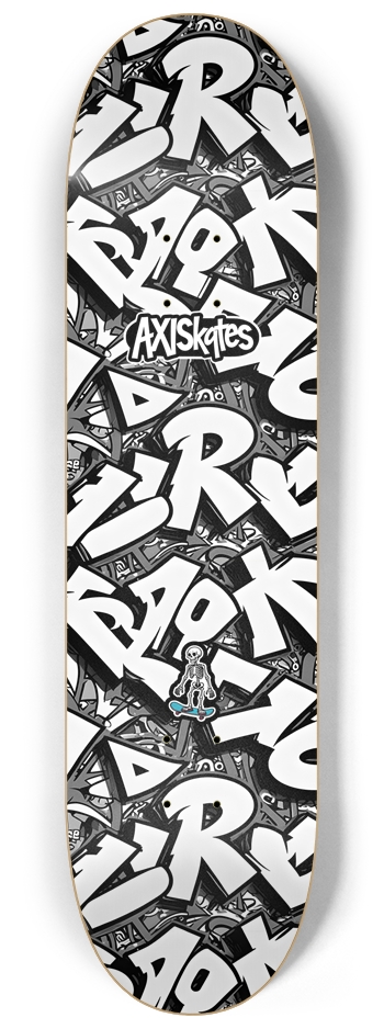Urban Gibberish White - Custom Popsicle Urban Graffiti Style Black and White 8-1/4 Skateboard Deck