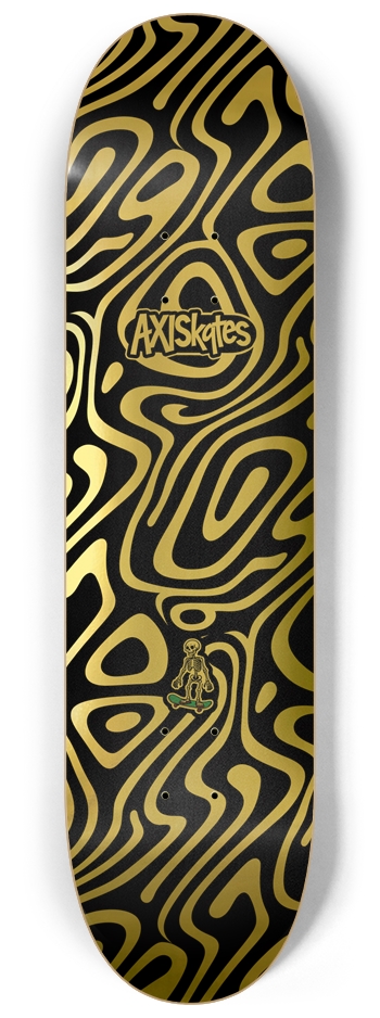 Water Ripples Gold - Custom Popsicle Abstract Groovy Line Art Gold on Black 8-1/4 Skateboard Deck