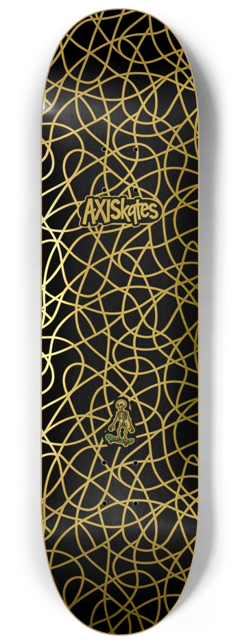 Wondering Lines Gold - Custom Popsicle Abstract Modern Contemporary Line Art Gold on Black 8-1/4 Skateboard Deck