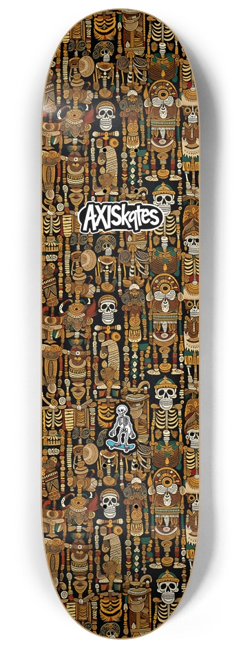 Dembonzs - Custom Popsicle Funky Cartoony Comic Style Skeletons Earthy Muted Colors 8-1/4 Skateboard Deck