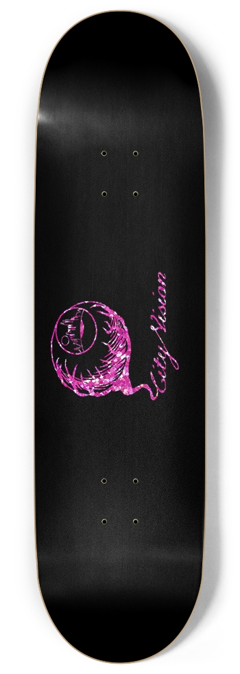 Black and Pink Glitter Logo 9.00 9 Inch Skateboard
