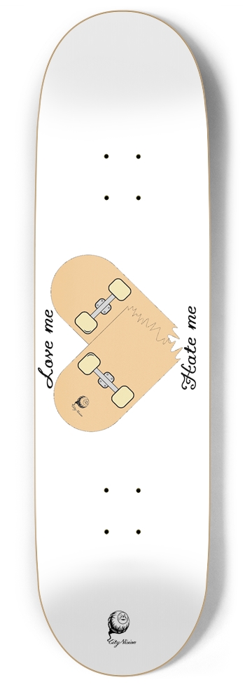 Love Hate White 9.00 9 Inch Skateboard