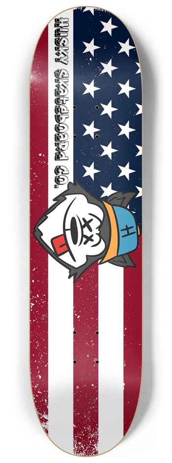 Husky Skateboard Company Mascot American Flag Deck