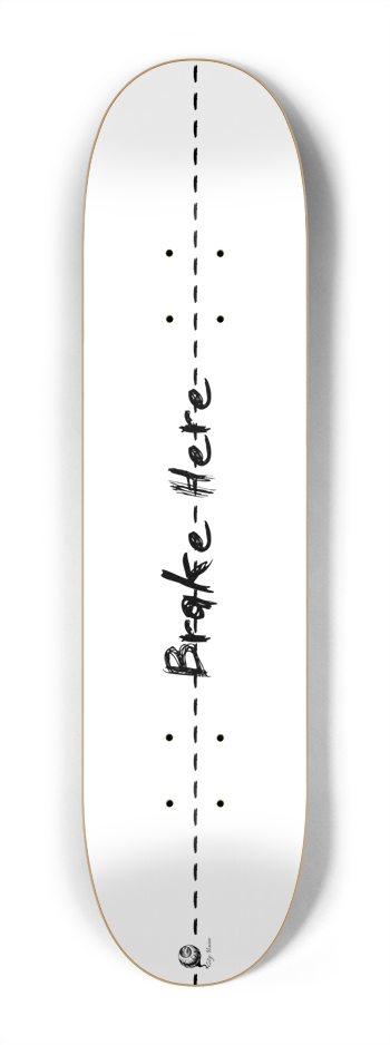 Brake Here 2 White Mini 7.25 7-1/4 Mini/Kid Skateboard