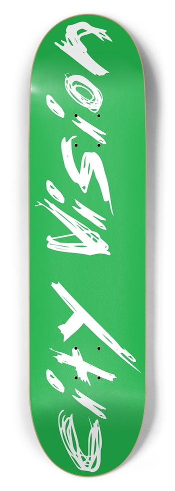 Green and White Name 8.50 8-1/2 Skateboard Deck