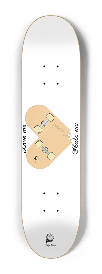 Love Hate White Mini 7.25 7-1/4 Mini/Kid Skateboard