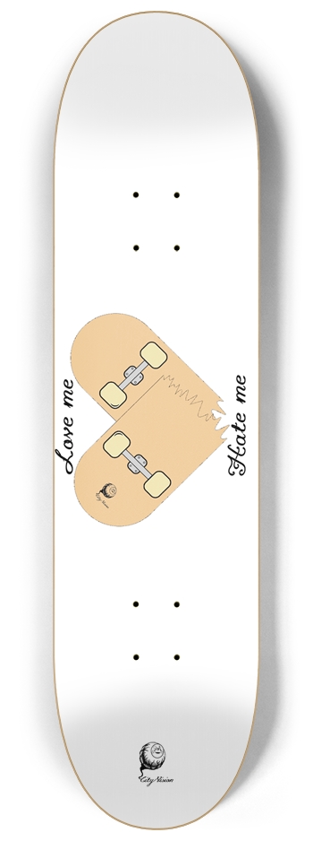 Love Hate White 8.25 8-1/4 Skateboard Deck