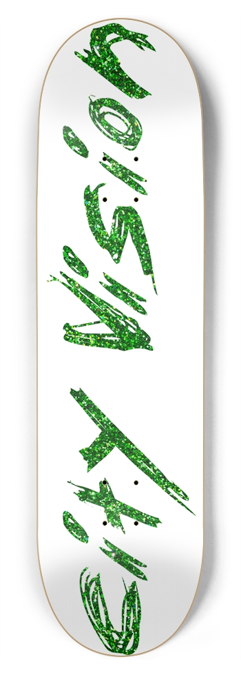 White and Green Glitter Name 8.75 8-3/4 Inch Skateboard