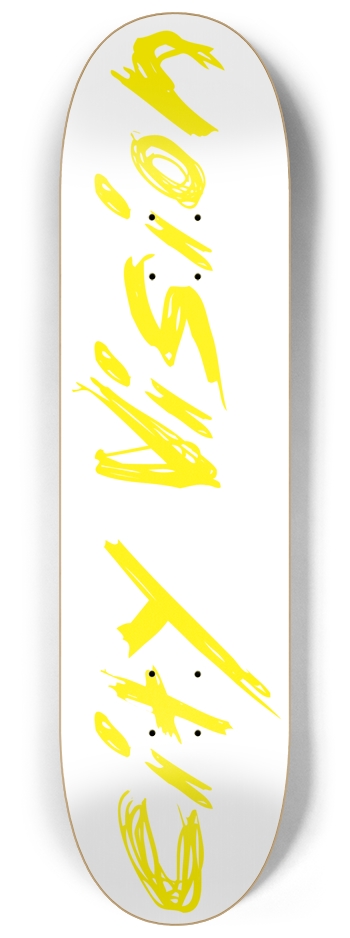White and Yellow Name 8.25 8-1/4 Skateboard Deck