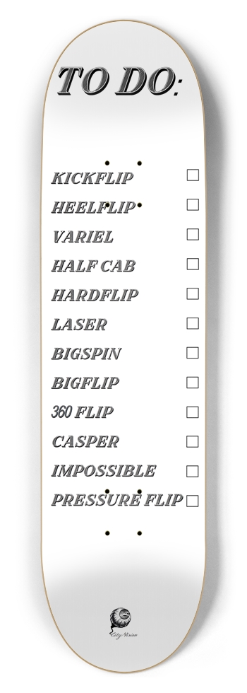 To Do List White 8.50 8-1/2 Skateboard Deck