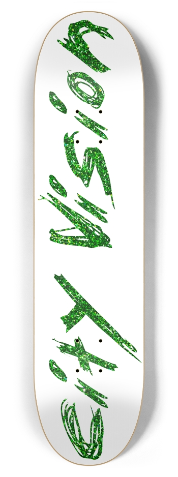 White and Green Glitter Name 7.87 7-7/8 Skateboard Deck