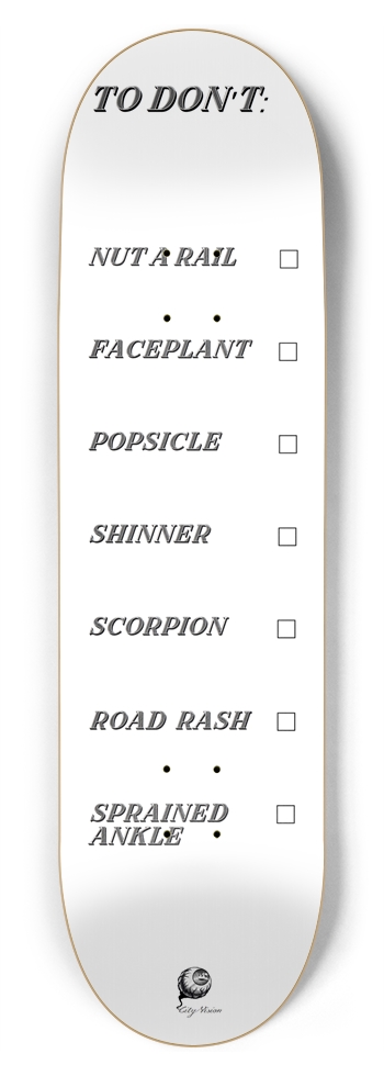 To Don't List White 8.75 8-3/4 Inch Skateboard