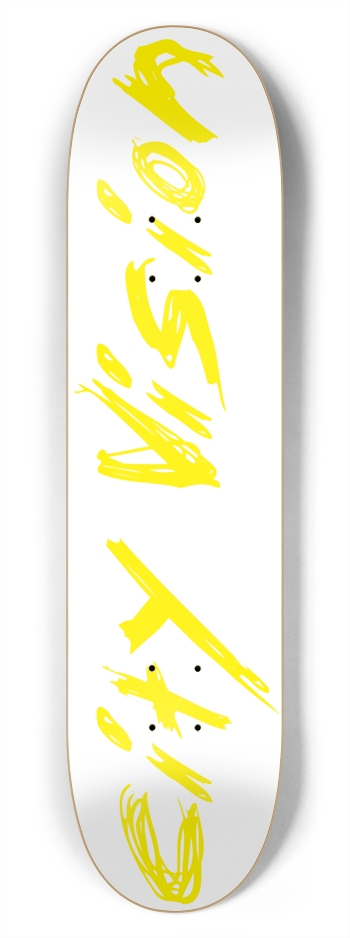 White and Yellow Name 7.75 7-3/4 Skateboard Deck