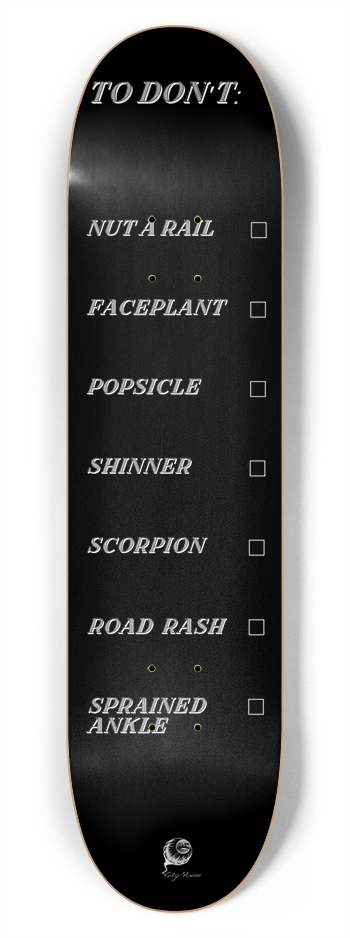 To Don't List Black 7.75 7-3/4 Skateboard Deck