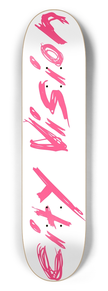 White and Hot Pink Name 7.50 7-1/2 Skateboard Deck