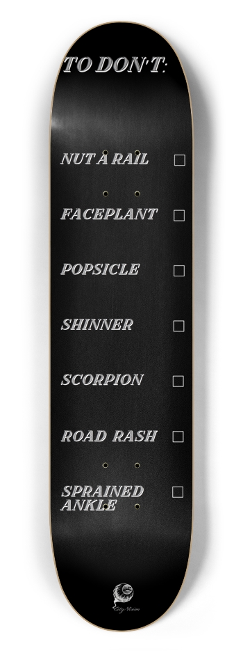 To Don't List Black 7.50 7-1/2 Skateboard Deck